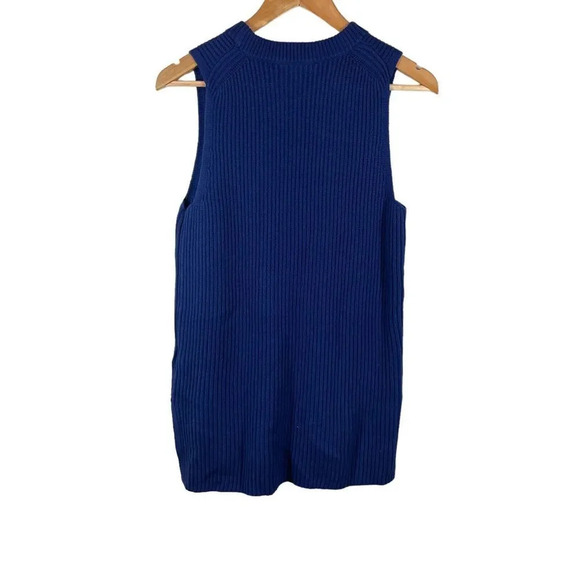 J. Crew Women's Sleeveless Tunic Sweater Size S F4132 Dark Blue Knit Crew Neck - Picture 2 of 8